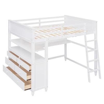 Loft Bed With Drawers With Desk And Shelves