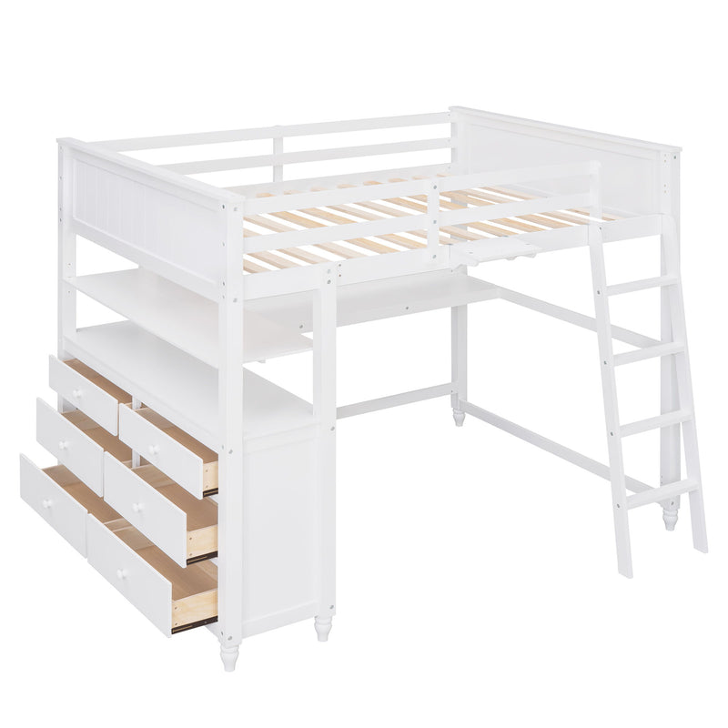 Loft Bed With Drawers With Desk And Shelves