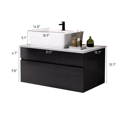 Floating Bathroom Vanity With Sink For Small Bathroom - White / Black