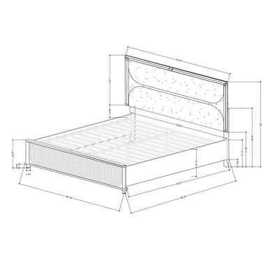 Laura - King Bed With Upholstered LED Headboard - Silver