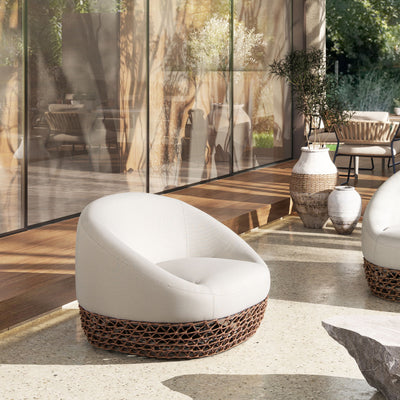 Willow - Upholstered Patio Deep Seating Armchair, Wicker Frame