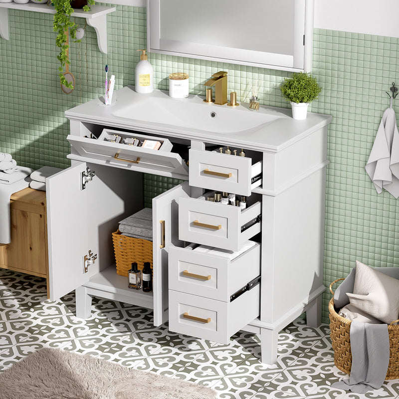 Modern Bathroom Vanity With Ceramic Sink, Soft Close Storage Cabinet