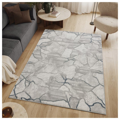 Geometrix - 5'3" X 7'3" Area Rug, Geometric 3D Effect - Gray / Ivory