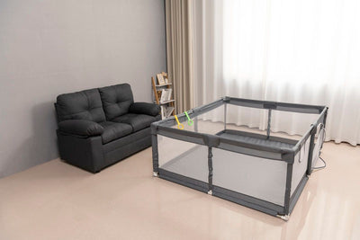 Fabric Baby Playpen, Baby Fence Play Area With Anti Slip Base - Gray