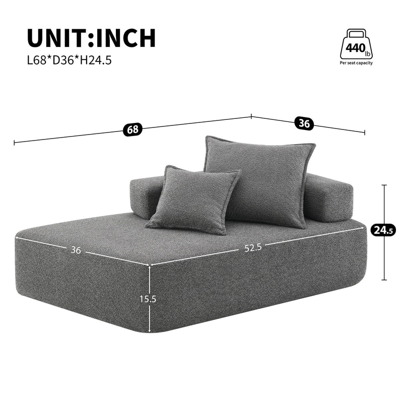 Frame For Oversized Modular U Shaped Sectional, Floor Couch Convertible Compressed Couch Spacious Foam Filled Sofa