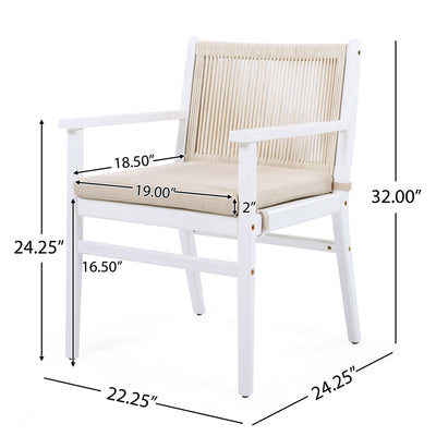 Outdoor Acacia Wood Patio Dining Armchair (Set of 2)
