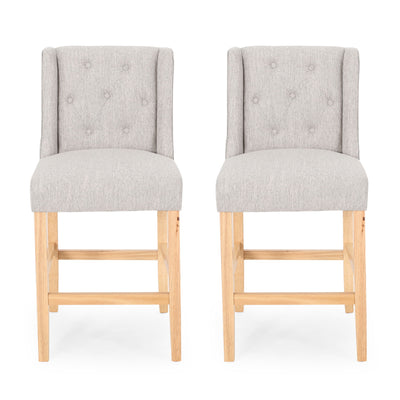 Vienna - Contemporary Fabric Tufted & Wingback Counter Stools (Set of 2)