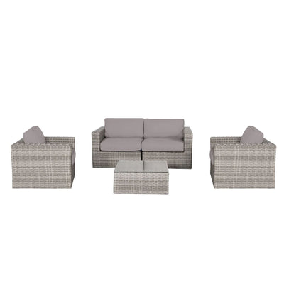 Wicker Seating Group Set With Table And Cushions