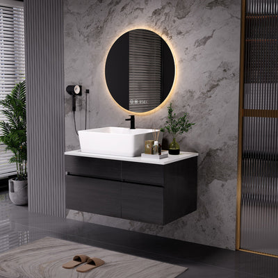 Floating Bathroom Vanity With Sink For Small Bathroom - White / Black