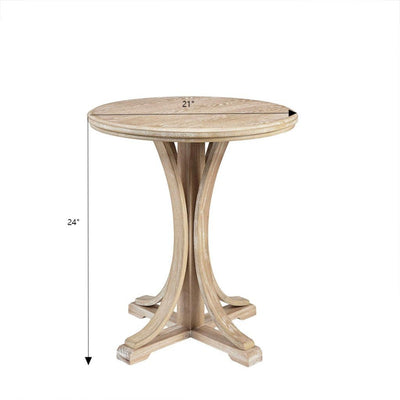 Accent Table Round Rustic Ash Veneer Reclaimed Wheat - Natural