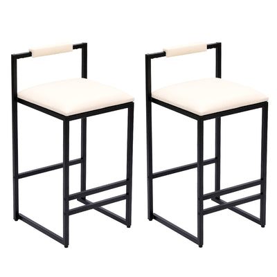 Elegant Bar Stool Set With Backrest And Footrest, Counter Height (Set of 2)