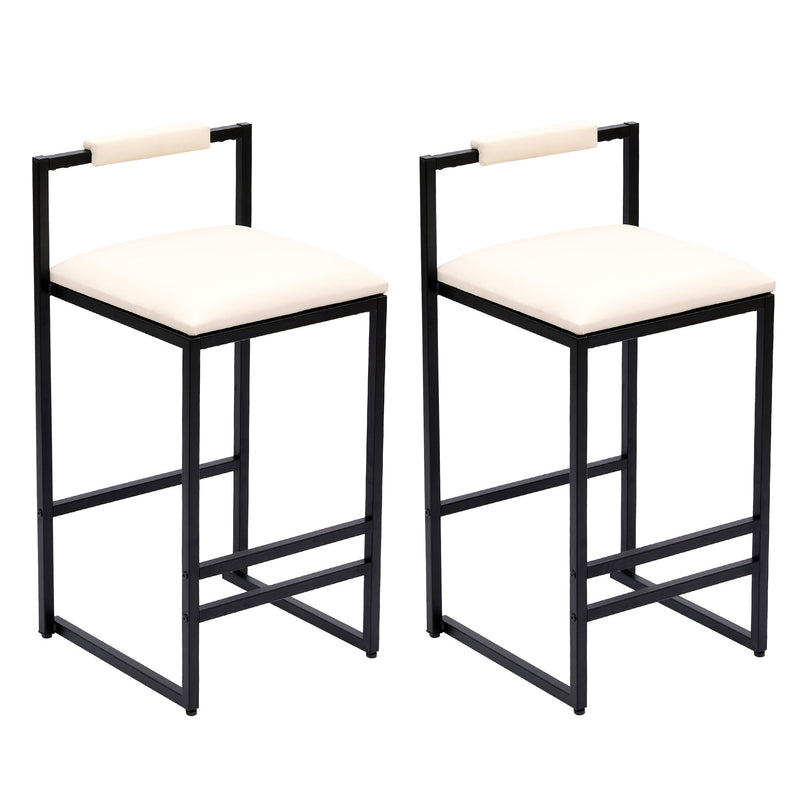 Elegant Bar Stool Set With Backrest And Footrest, Counter Height (Set of 2)
