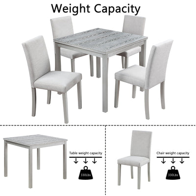 Dining Table Set With Crystal Decoration And Upholstered Chairs