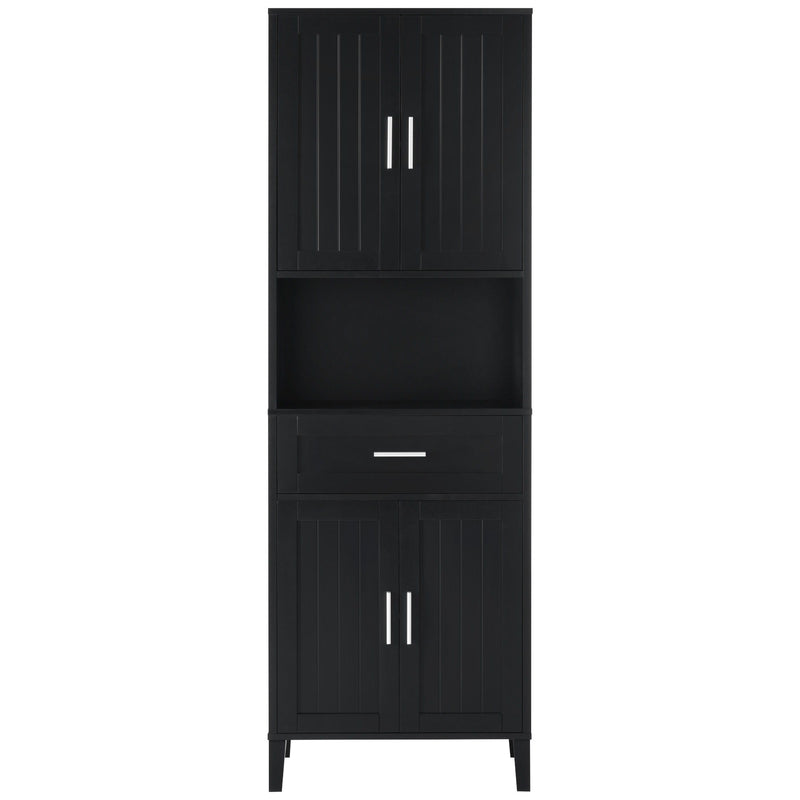 Freestanding Tall Bathroom Cabinet With Soft Close Doors And Adjustable Shelves
