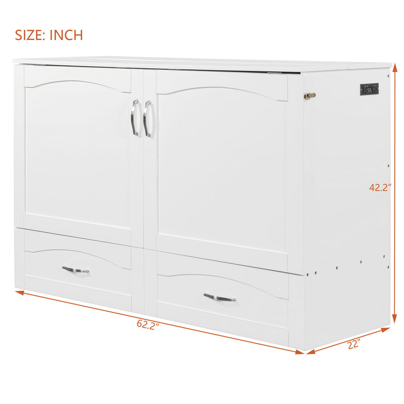 Murphy Bed With Drawer And A Set Of Sockets & USB Ports, Pulley Structure Design