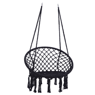Macrame Hanging Hammock Chair, Cotton Rope Swing For Indoor And Outdoor Use