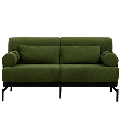 Modern Loveseat Sofa 2 Seater With USB Ports, Cylindrical Armrests