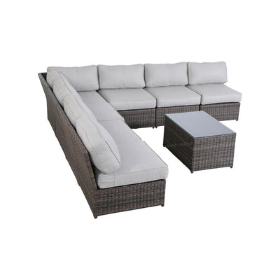 Comfortable Modern Patio Rattan Sectional Set With Cushions