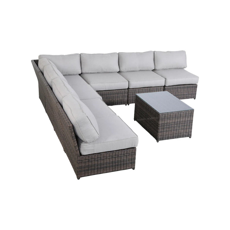 Comfortable Modern Patio Rattan Sectional Set With Cushions