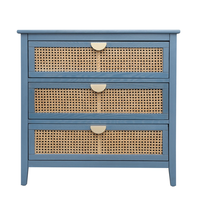 3 Drawer Cabinet, Natural Rattan, American Furniture