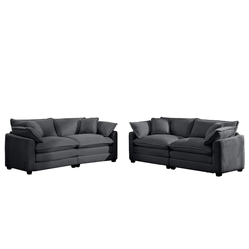 Elegant Corduroy Oversized Sectional Sofa Set With Deep Seats And Flexible Layout