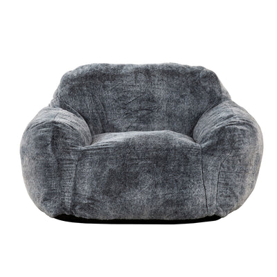 Living Room Bean Bag Sofa Chair With Memory Foam Fillings, Soft Upholstered Bean Bag Armchair - Black / Gray