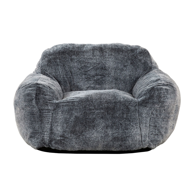 Living Room Bean Bag Sofa Chair With Memory Foam Fillings, Soft Upholstered Bean Bag Armchair - Black / Gray