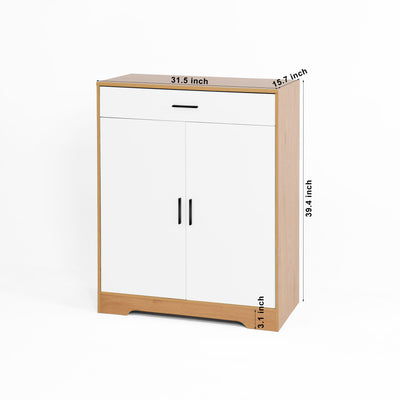 Freestanding Wooden Shoe Cabinet, 4 Tier Organizer With Drawer