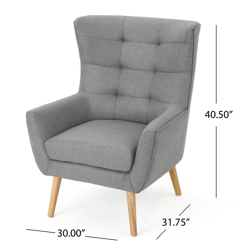 Club Chair With Rubberwood Legs