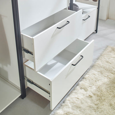 Fiona - Freestanding Walk In Wood Closet System & Metal Frame Durable Storage Solution Melamine - White