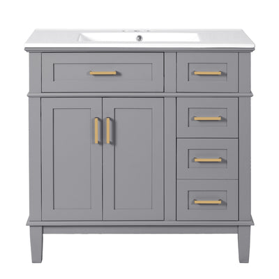 Modern Bathroom Vanity With Ceramic Sink, Soft Close Storage Cabinet