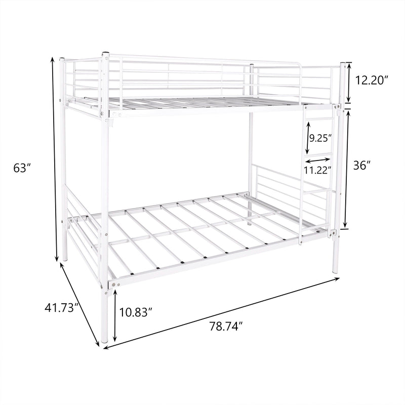Space Saving Bunk Bed With Metal Frame And Ladder
