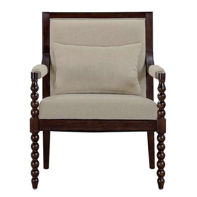 Philippe - Accent Arm Chair With Backrest - Beige / Brown
