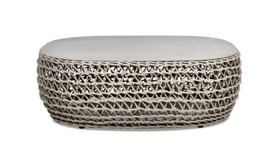 Willow - Oval Woven Patio Coffee Table, Wicker Frame