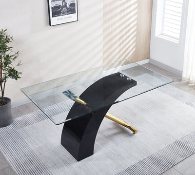 Stylish Dining Room Table, Luxury Glass Top Dining Table, Modern Design For Your House - Black
