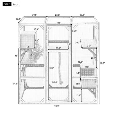 Outdoor Cat House, Diy Cat Enclosure Catio With Double Enter Doors