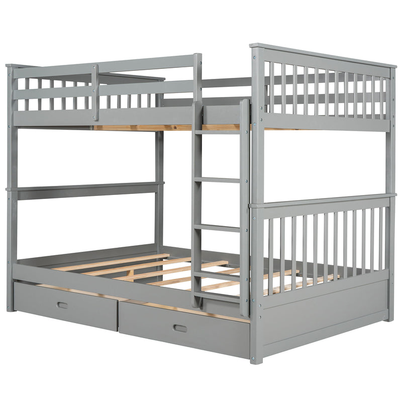Bunk Bed With Ladders And 2 Storage Drawers
