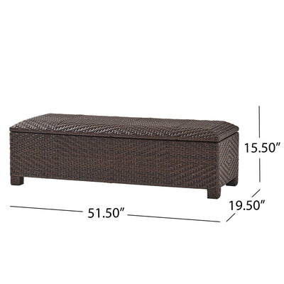 Santiago - Wicker Storage Bench - Brown Multi
