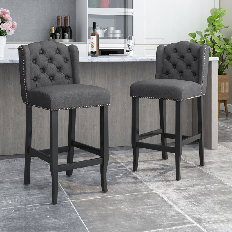 Vienna - Contemporary Fabric Tufted Wingback Counter Stools (Set of 2)