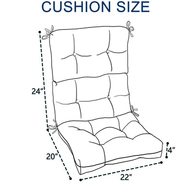2 Piece High Back Patio Chair Cushion Set