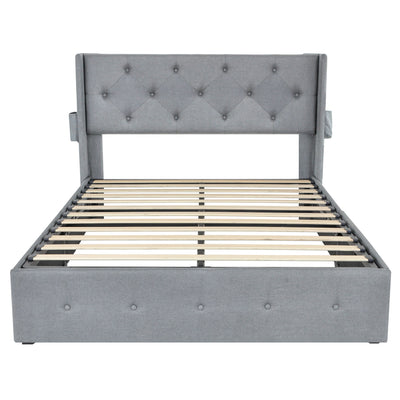 Bed With Gas Lift Storage, USB Ports