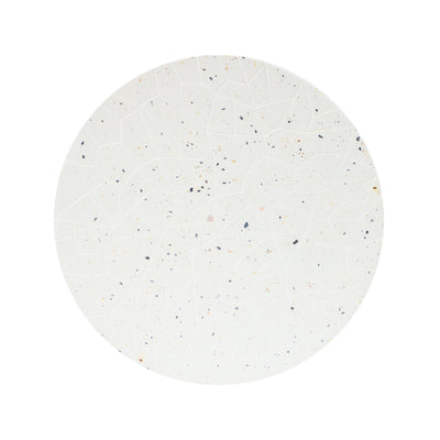 Outdoor Terrazzo Concrete Drum End Table, Living Room Accent Table - White Terrazzo