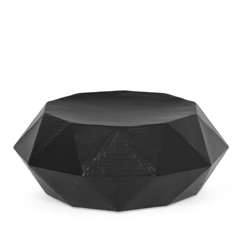 Modern Polygonal Coffee Table With Hammered Texture - Black