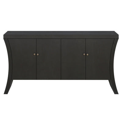 Refined Industrial 4 Door Credenza With Arc Legs & Bronze Clasps
