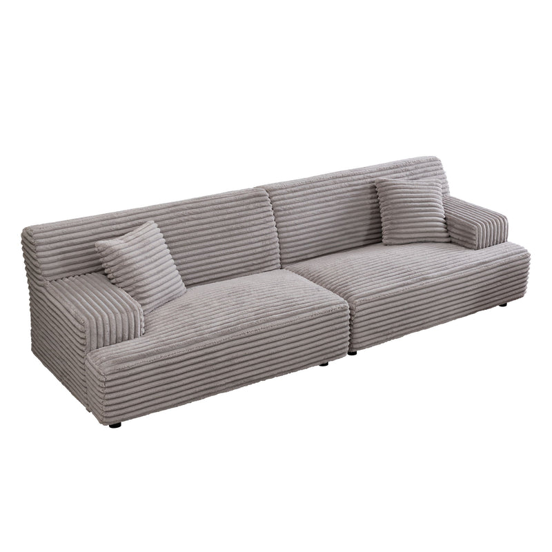 Modern Comfortable Cloud Sofa, Soft Plush Corduroy With Square Armrests