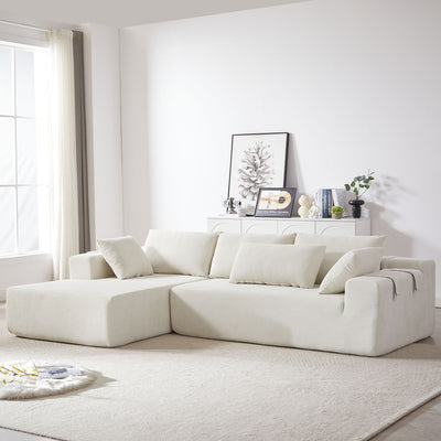 Modern Chenille Upholstered Sectional Sofa Couch Set With 6 Pillows,Free Combination