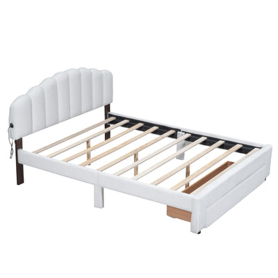 Upholstered Platform Bed With Drawer