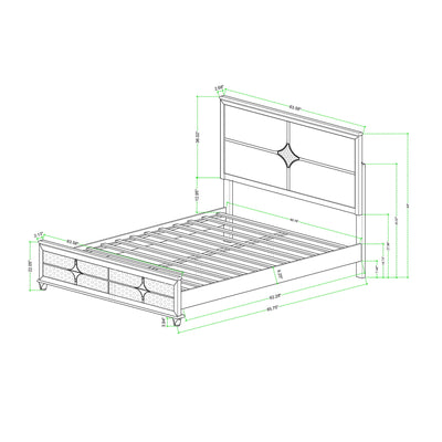 Uriuni - 5 Piece King Bedroom Set With Panel Headboard And LED Lighting - Gold / White