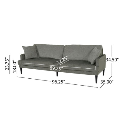 Contemporary 3 Seater Sofa With Plush Upholstery - Gray
