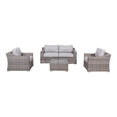 Outdoor Wicker Conversation Set With Cushions, All Weather